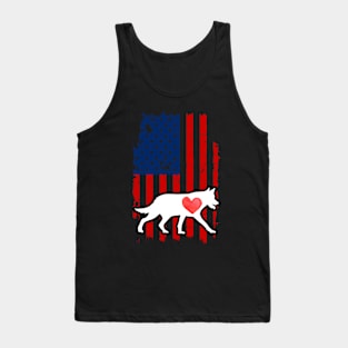 Wolf Merica Usa American Flag Tank Top